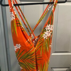 Tropical Orange Floral Swimsuit